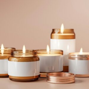a group of candles sitting next to each other